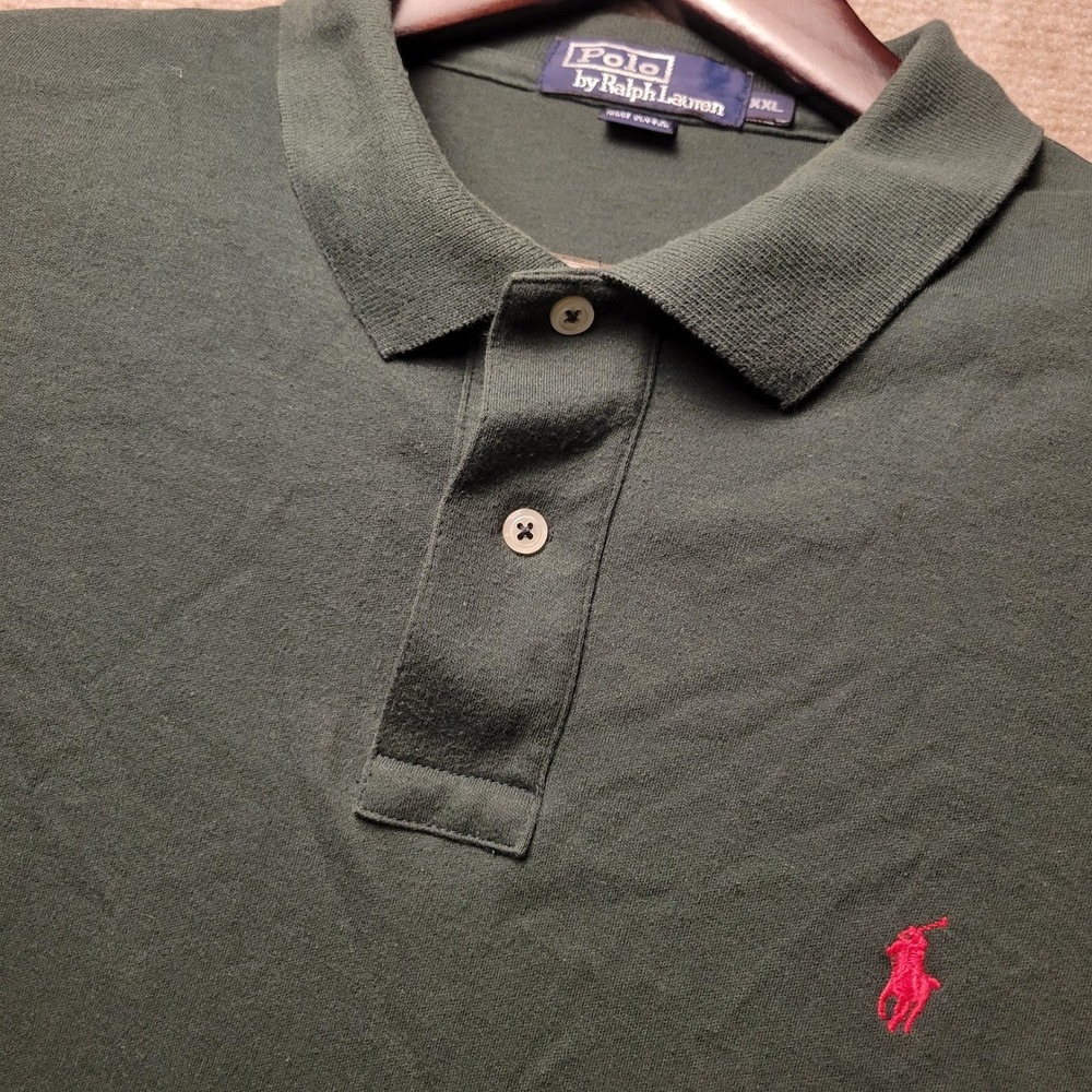 Polo Ralph Lauren Polo Shirt Mens XXL Green Red Pony Vintage Made in USA Cotton